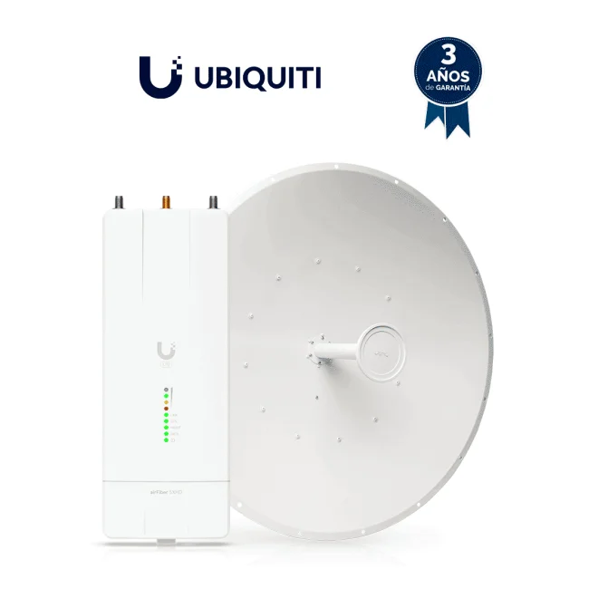 Ubiquiti AF-5XHD-34-S45 -  Kit AirFiber con Radio AF-5XHD y Antena AirFiber de 34 dBi Slam-45 para enlaces PTP de clase carrier BACKHAUL con hasta 500 Mbps Full Duplex y en banda libre de 5.8 GHz.