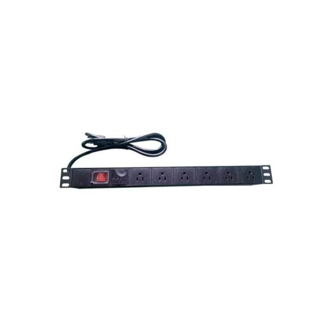 SAXXON PDU06-15A - Barra PDU con 6 Contactos Individuales , 15 Amp , 120V , 1UR , Protección contra rayos , Aleación de Aluminio