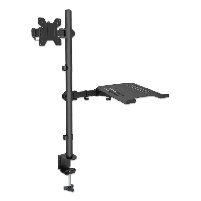 TCE LMG25NB - Soporte de Escritorio Combinado para Monitor de 13" a 32" y Laptop de 10 a 17" , Carga Máxima Monitor 8Kg ,  Ajuste de Inclinación y Rotación