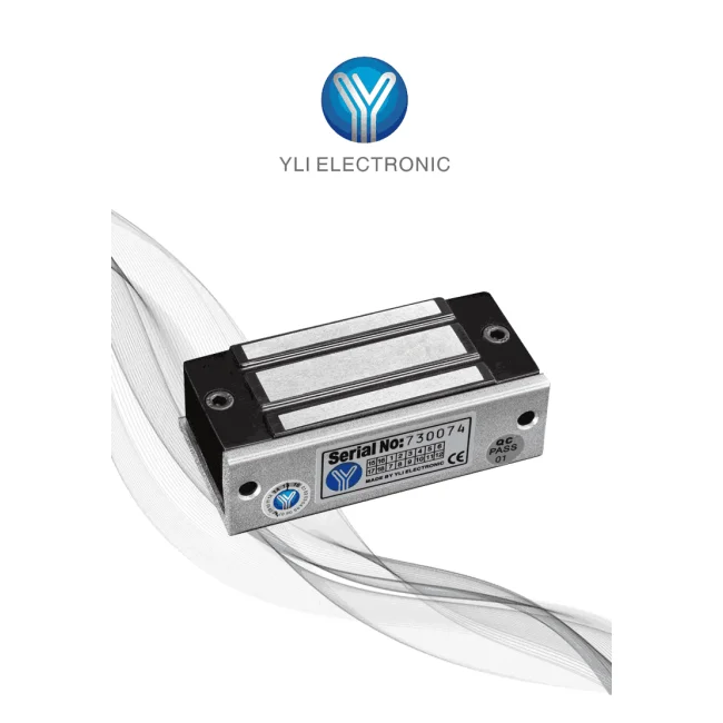 YLI YM60 - Cerradura Magnética para Control de Acceso / Fuerza de Sujeción 60 Kg o 120 Lb / 12 VDC / Para puertas de madera, vidrio y metálicas / Uso interior / Compatible con Soporte MBK70Z