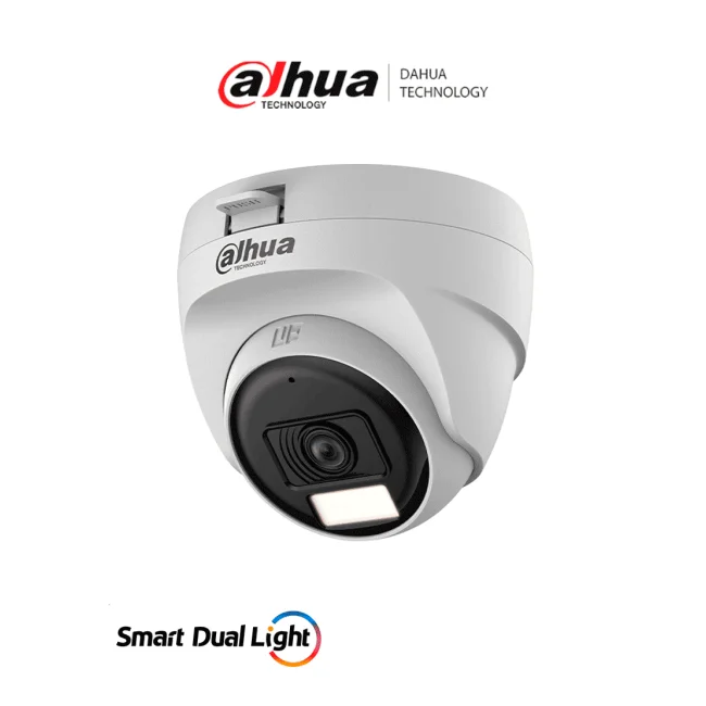 DAHUA DH-HAC-T1A51N-U-IL-A- Cámara Domo 5 MP Serie Cooper/ Lente 2.8 mm Apertura Hasta 106°/ Iluminación Dual Inteligente/ Micrófono Incorporado/ Iluminación Hasta 25Mts IR + 20Mts Luz Calida/ Plástico/ Ideal para Interior/