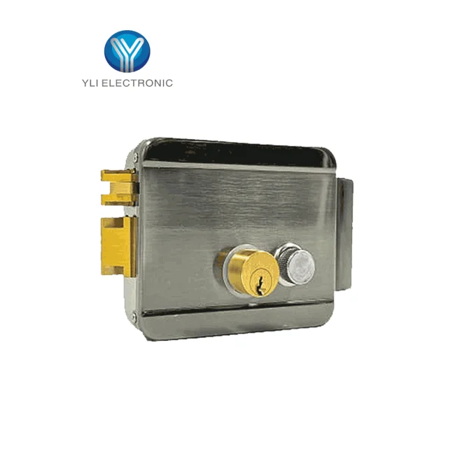 YLI ABK702BL - Cerradura Eléctrica Izquierda / Carcasa Metálica / Apertura con Botón, Llave / 12VDC / Uso Interior / Compatible con Controles de Acceso