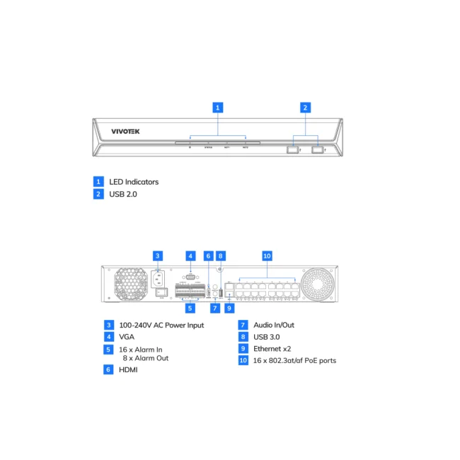 VIVOTEK ND9542P - Grabador NVR 32 Canales,16 Puertos PoE, 4 Bahias, Deep Search, Smart VCA Search, Ciberseguridad Trend Micro, Salida HDMI 4K, Centralizacion con VAST 2, VSS, Grabacion de 192Mbps, Gestión PoE, ONVIF, NDAA image 3