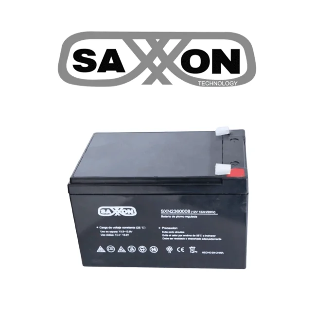 SAXXON CBAT12AH - Bateria de respaldo de 12 volts libre de mantenimiento y facil instalacion / 12 AH/ compatible con CCTV/ Acceso/ Bosch
