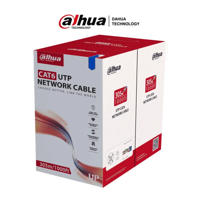 DAHUA PFM920I-6UN-C - Bobina de Cable UTP Cat 6 100% Cobre/ Color Azul/ Uso Interior/ 305 Metros/ Ideal para Redes y Video/ Certificado CPR Eca/ Estandares: Q/DXJ 067-2019,EN50575-2014/ Cumple con: IEC 60332-1-2/