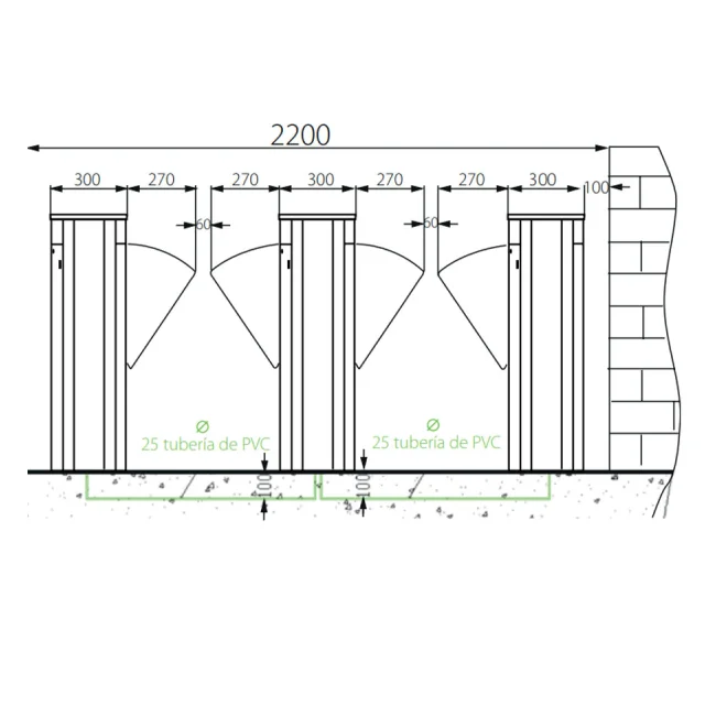 ZKTECO FBL5222 - Barrera Peatonal Central / Acero SUS304 y Cristal Templado / Aleta de Acrílico / Carril 60 cm / Exterior Protegido / 30 a 40 Personas X Min / 2 Millones de Ciclos / Incluye Panel INBIO260 PULL y  FR1200 ID image 3