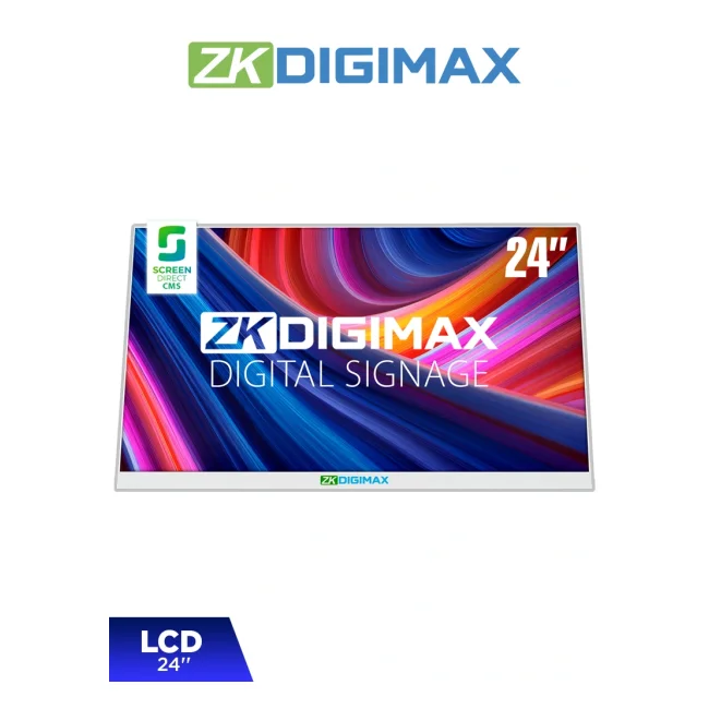 ZKDIGIMAX DG03A1D24 – Pantalla LCD de 24" para Mostrador o Escritorio, Resolución Full HD, Android 11, Brillo de 500 nits, Vida útil de 30,000 h, Ideal para Publicidad Digital