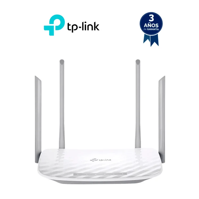 TP-LINK Archer C20 - Ruteador WiFi AC de 733Mbps con 1 puerto WAN RJ45 Fast Ethernet, 4 puertos LAN RJ45 Fast Ethernet y 4 antenas fijas.