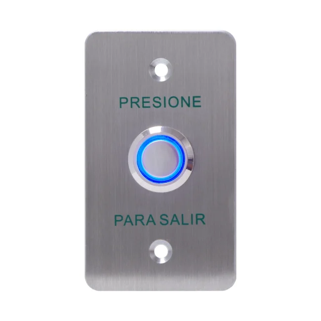 YLI PBK814BLED - Botón de Salida Mecánico, Indicador LED (Azul), Acero Inoxidable, 12 VCC, Función NC/NO image 3