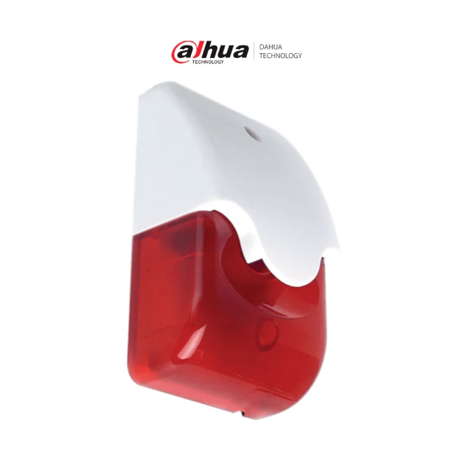 DAHUA DHI-ARA11 - Sirena interior con Estrobo Rojo /Alarmas sonoras activadas por alta presión sonora/ Luz de alarma giratoria interior/ Fabricado con plásticos respetuosos con el medio ambiente. ​