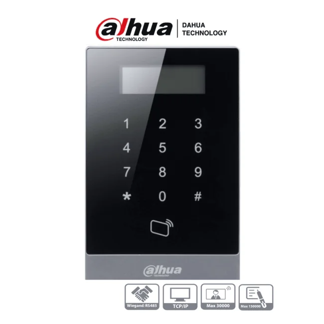 DAHUA ASI1201A-D- Teclado Touch para Control de Acceso con Paantalla LCD/ Lectora de Tarjetas ID/ Funcion Independiente/ 30,000 Usuarios/ 150,000 Registros/ Desbloqueo con Password y/o Tarjetas/ TCP/IP/ RS-485 y Wiegand/ Anti-passback/