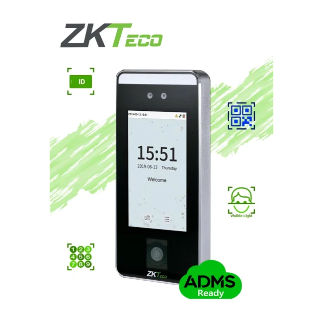 ZKTECO SPEEDFACEV5LQR - Control de Acceso Facial / 6000 Rostros / 10,000 Tarjetas ID 125 Khz / QR / Contraseñas / 200,000 Registros / Reconocimiento en 0.35 s / Algoritmo Anti-spoofing / TCP/IP / WIEGAND / RS-485 /