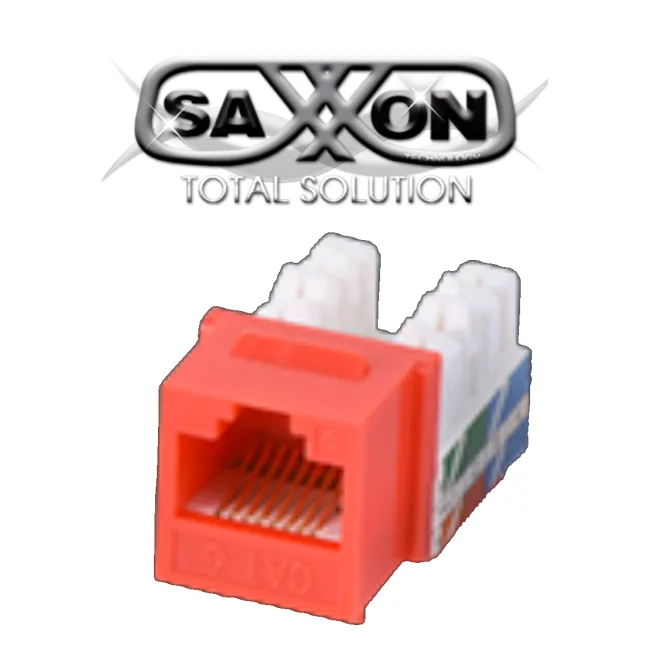 SAXXON M2656R - Modulo jack keystone RJ45 / 8 Hilos / CAT 6 / Compatible con calibres  AWG 22-26 / Color rojo