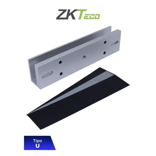 ZKTECO LMB280U - Soporte de Montaje para Puertas de Vidrio sin Marco, Tipo U, Aluminio Anodizado, Compatible con Cerradura Magnética LM200LED
