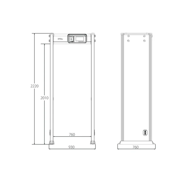 ZKTECO D4330IP65 Arco Detector de Metales con protección IP65 para semi exteriores, con 33 zonas de detección, 300 niveles de sensibilidad, pantalla HD 7", indicadores LED en ambas vistas, control remoto y batería de respaldo incluida. image 2