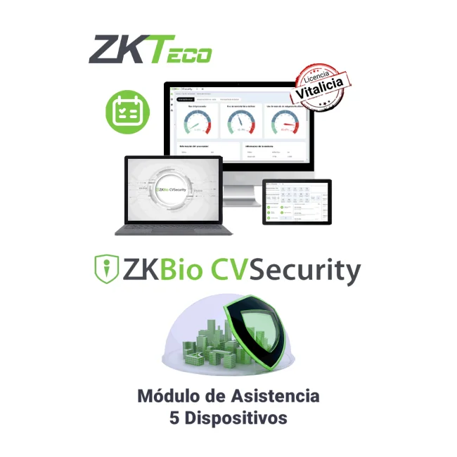 ZKTECO ZKBIOCVTAP5 - Modulo Vitalicio de Asistencia para BioCVSecurity para 5 puntos de asistencia  / Hasta 30 000 Usuarios