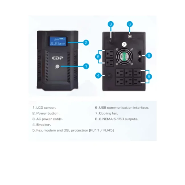 CDP UPRS2008 sistema de alimentación ininterrumpida (UPS) Línea interactiva 2 kVA 1400 W 8 salidas AC image 6