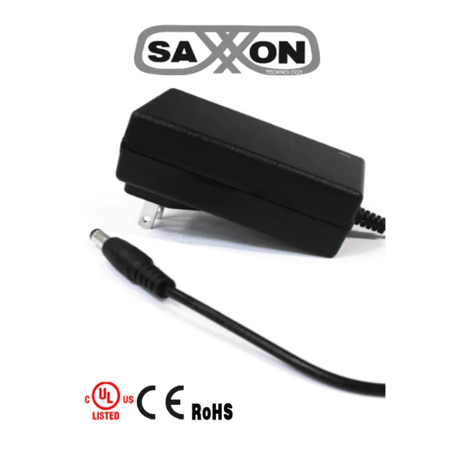 SAXXON PSU1203 - Fuente de Poder Regulada de 12 Vcc 3 Amperes/ Cable de 1.2 Metros/ Para Usos Multiples: Sistemas de CCTV, Acceso, Asistencia, etc/ Certificación UL/