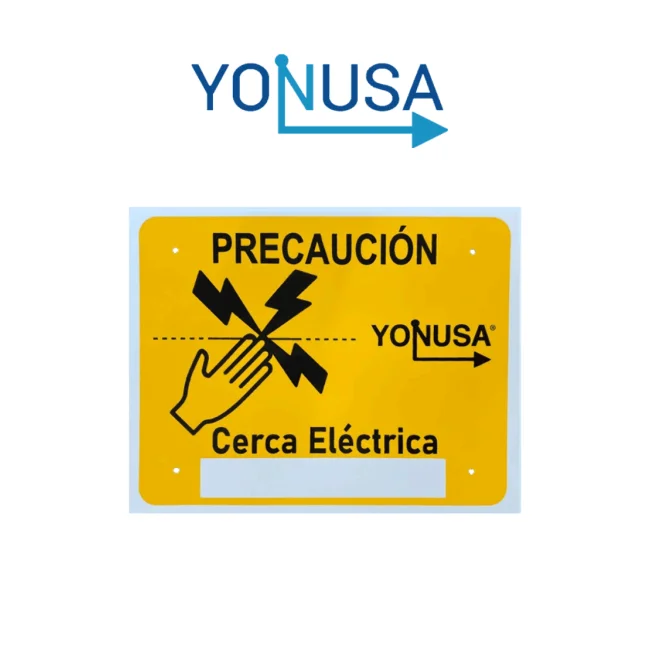 YONUSA LPVOLTAS - Letrero o anuncio genérico preventivo de alta tensión para colocación en cercos eléctricos entre cada 6 a 8 metros/ Espacio para publicidad teléfono, logo o correo de empresa