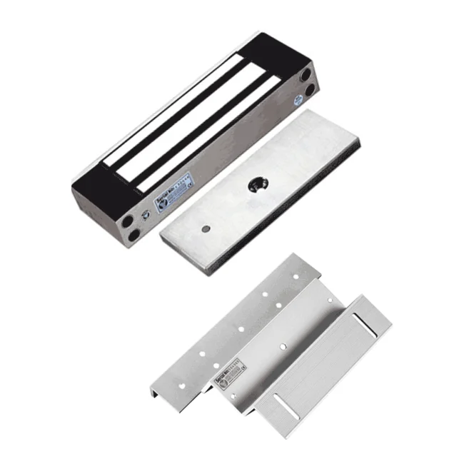 YLI YM500NWPACK - Paquete de Cerradura Magnética para exterior YM500NW y Soporte de Fijación tipo ZL / Fuerza de Sujeción 500kg (1200LB) / Para puertas de madera, vidrio y metálicas / IP68
