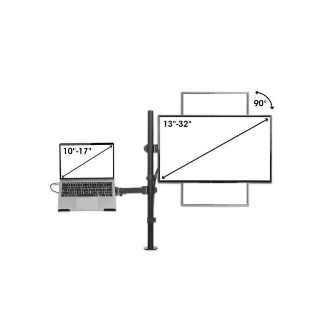 TCE LMG25NB - Soporte de Escritorio Combinado para Monitor de 13" a 32" y Laptop de 10 a 17" , Carga Máxima Monitor 8Kg ,  Ajuste de Inclinación y Rotación image 4