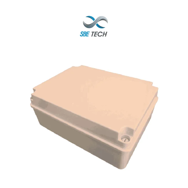 SBE TECH SBE-OP403016 - Gabinete plástico con tapa opaca para uso exterior IP65, dimensiones 40 x 30 x 16 cm, material autoextinguible UL94V0, construido en ABS