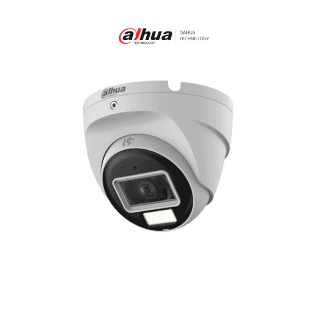 DAHUA HAC-T2A21N-U-IL-A- Cámara Domo de 2 MP Serie Cooper/ Lente de 2.8 mm con Apertura Hasta 100°/ Iluminación Inteligente Hasta 30Mts con IR + 20Mts Luz Calida/ Con Micrófono Incorporado/ Para Exterior IP67/ Metal