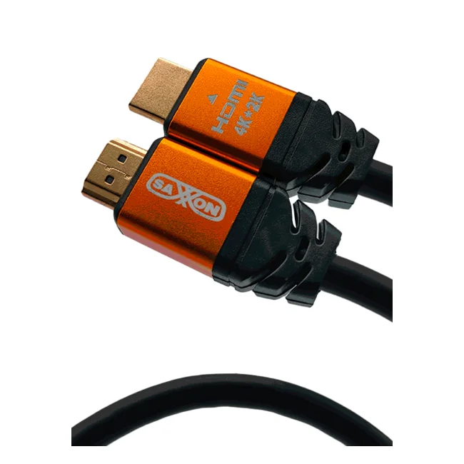 SAXXON SX-05HD-C - Cable HDMI de 0,5 metros de alta velocidad / Versión 2.0 / Resolución 4K / Canal de retorno de audio (ARC) / Video 3D / Blindado para reducir interferencias / Chapado en oro / Alta resistencia y durabilidad.