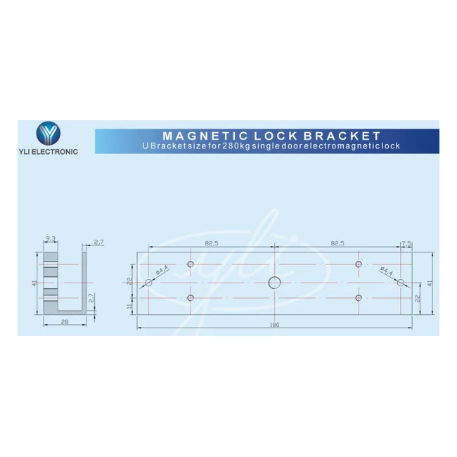 YLI MBK280UL - Soporte de Fijación tipo U para Puerta de Vidrio sin Marco / Compatible con Cerradura Magnética YM280NLED image 3