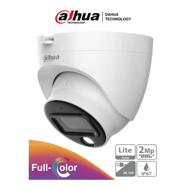 DAHUA DH-HAC-HDW1209TLQN-A-LED-0280B-S3 -Cámara Domo Full Color de 2 MP con lente de 2.8mm y ángulo de 103° Micrófono integrado, iluminación de 30 m, tecnología Starlight y DWDR. Resistente con IP67, visión clara en baja luz