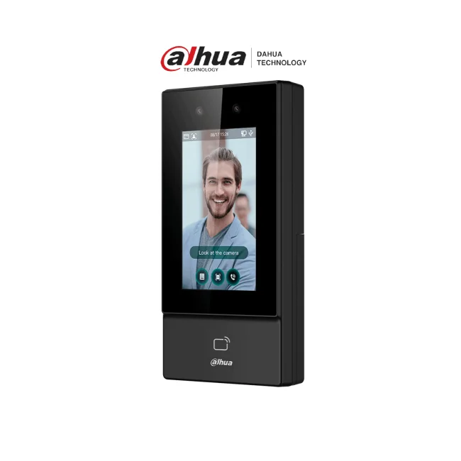DAHUA ASI6213S-D - Control de Acceso para Exterior con Reconocimiento Facial, pantalla táctil de 4.3", soporta 6000 usuarios, rostros y contraseñas, 10,000 tarjetas ID 125 KHz, 50 administradores, 300,000 registros. Comunicación TCP/IP, IP65.