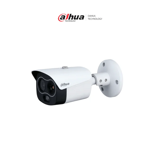 DAHUA DHI-TPC-BF1241-B7F8-DW-S8 Mini cámara tipo bala IP térmica de 4MP/ con IA: detección de calor, clasificación de personas/vehículos/ detección de humo/ Fusión de imagen dual, PoE, IP67,/ rango de medición de –20°C a +550°C /
