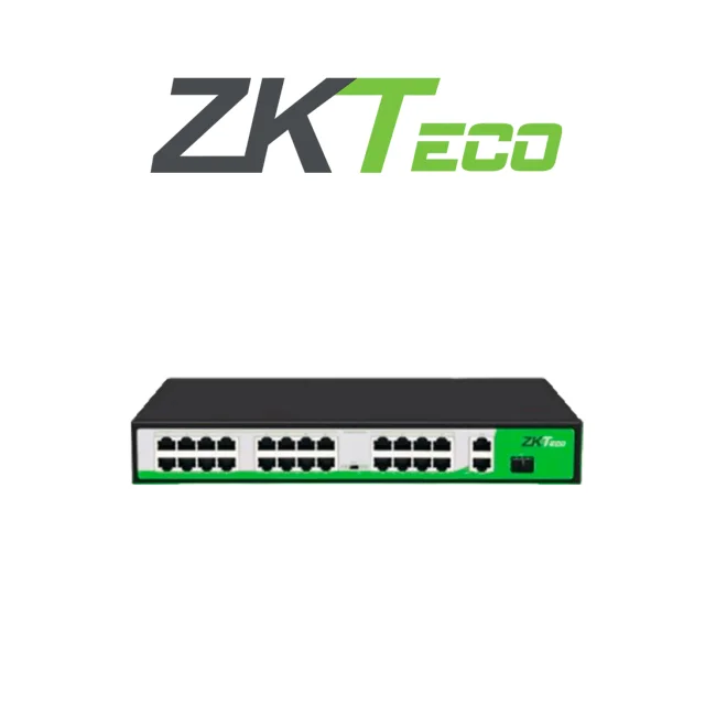 ZKTECO PE242300C - Switch de 24 Puertos Fast Ethernet PoE , Estándar AF - AT , 2 Puertos RJ45 10/100/1000M + 1 Puerto SFP*1000 , PoE+ hasta 30W por puerto , 250 mts sobre UTP CAT 6