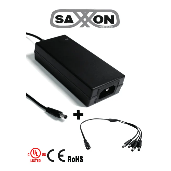SAXXON PSU1205DPAQD - Paquete de Fuente de Poder de 12 Vcc 5 Amperes + Divisor para 4 Camaras/ Ideal Para Equipos de Alto Consumo/ Para Usos Multiples: Sistemas de CCTV, Acceso, Asistencia, etc/ Certificación UL/ image 2