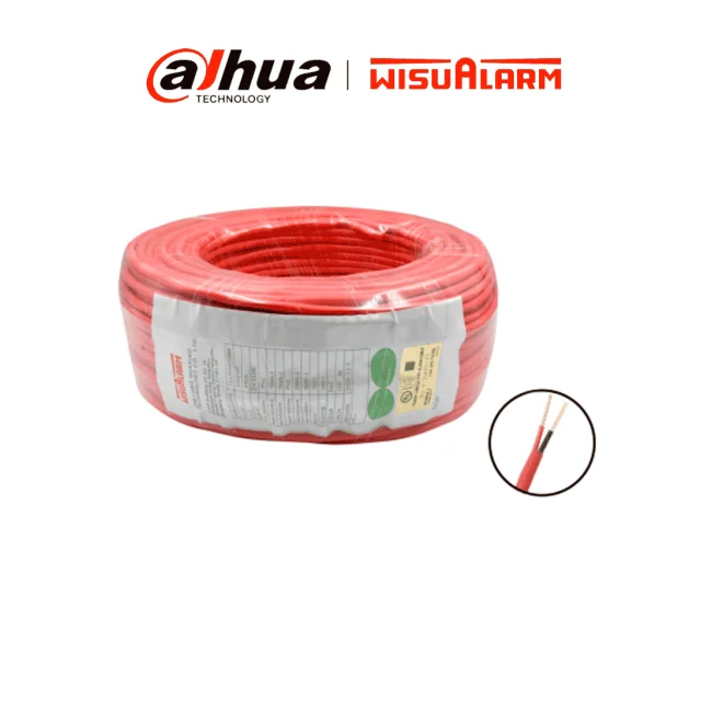 DAHUA WISUALARM 2X16AWG-U- Bobina de 305 metros de cable sin blindaje para alarma de Incendio, Listado por UL, Revestimiento de PVC UL105 °C de alta resistencia al fuego, Fabricado con aislamiento de cloruro de polivinilo UL105 °C altamente ignífugo