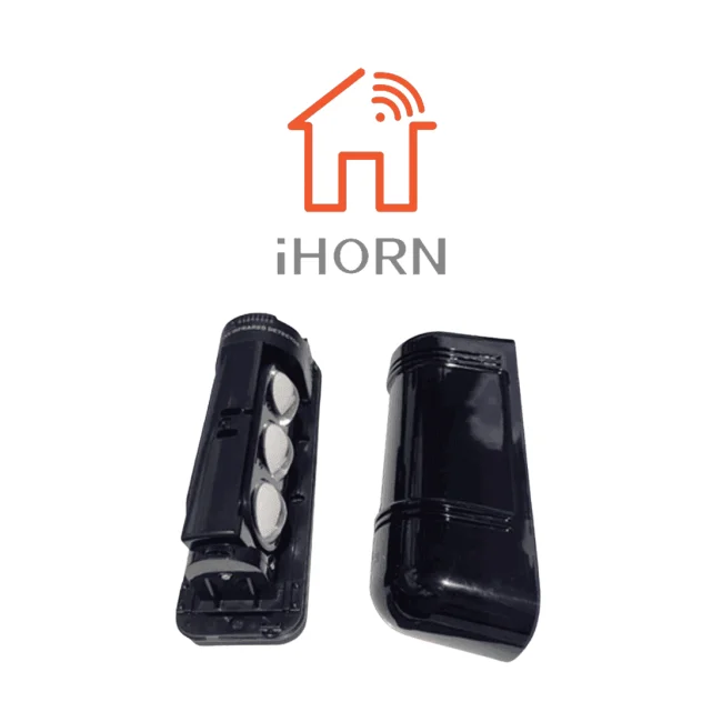 IHORN ABE100-  Detector por triple haz de luz (fotocelda) / Distancia hasta 100  Mts / Velocidad de respuesta 50mS / 12 VDC compatible con paneles IHORN / RISCO / DSC / BOSCH.