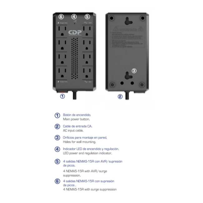 CDP RAVR1408 regulador de voltaje 8 salidas AC 85 V Negro image 5