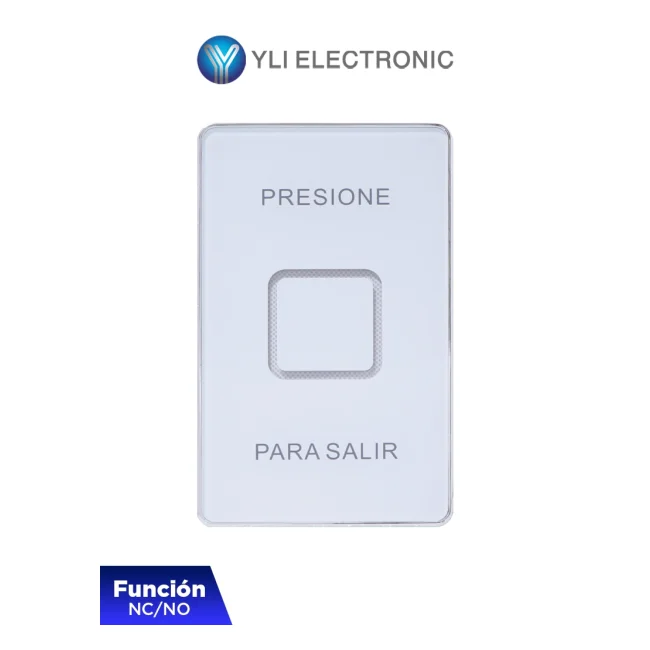 YLI TSK830NCLED - Botón de Salida Táctil, Luz LED, Cristal Templado, Acabado Elegante, 12 VCC, Función NC/NO, Sin Caja de Instalación Requerida