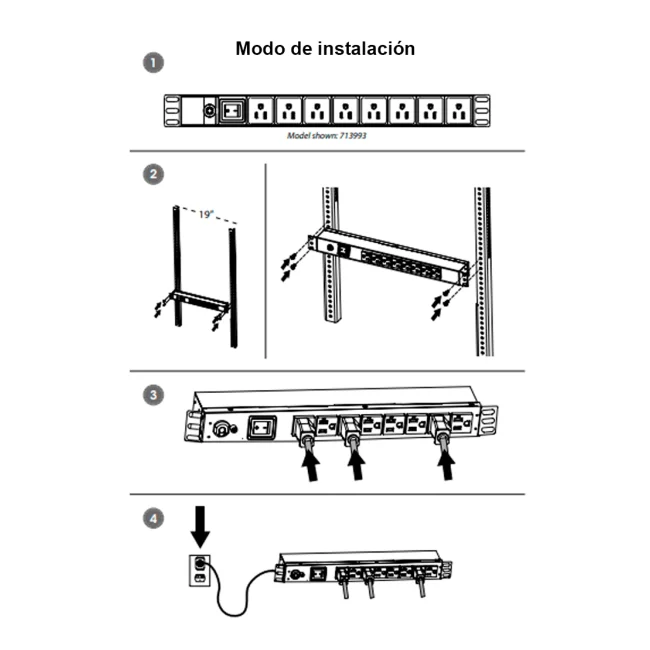Intellinet Barra multicontacto con 8 salidas para montaje en 1U de rack de 19" - Tipo EU image 15