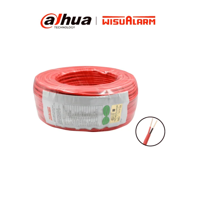 DAHUA WISUALARM 2X18AWG-U- Bobina de 305 metros de cable sin blindaje para alarma de Incendio, Listado por UL, Revestimiento de PVC UL105 °C de alta resistencia al fuego, Fabricado con aislamiento de cloruro de polivinilo UL105 °C altamente ignífugo