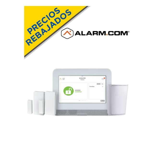 QOLSYS IQ4HUB PACK - Paquete que contiene Sistema de Alarma IQ HUB ALARM.COM autocontenido , con pantalla táctil de 7", Power G 915 Mhz  1 sensor PIR inalámbrico PGP9914 y 2 sensores magnéticos inalámbricos PG9303