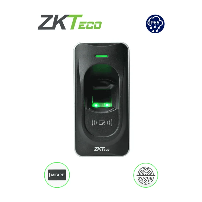 ZKTECO FR1200MF - Lector Esclavo De Huella y Tarjetas MIFARE 13.56 Mhz / IP65 / RS485 / LED Indicador de Estado / Compatible con Paneles InBio
