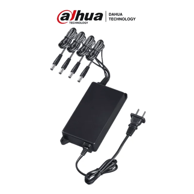 DAHUA PFM322 - Fuente de Poder Regulada de 12 Vcc 2.8 Amperes/ 4 Canales/ 0.7 Amper por Canal/ Protección de Temperatura/ Color Negro/