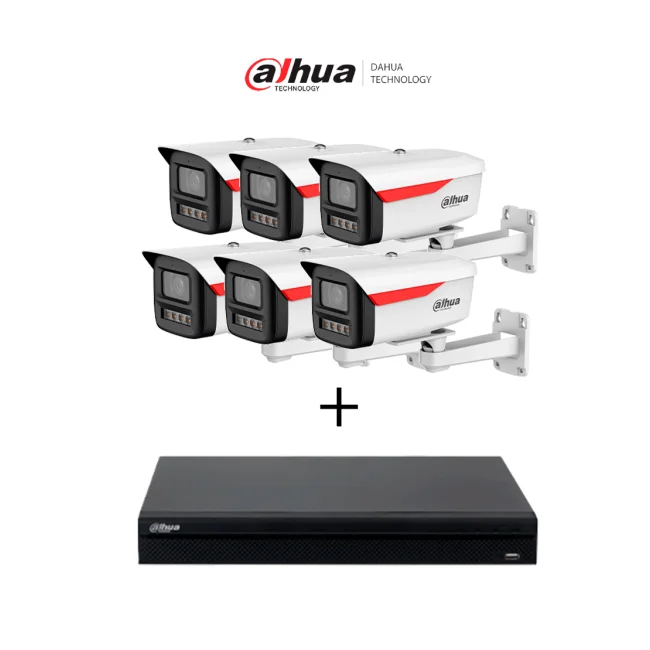Paquete DAHUA DH-IPC-HFW2249MP-S-LED-0360B-B-PRO- 6 Cámara IP Bullet de 2MP/WizColor/WizSense + DAHUA NVR1108HS-8P-S3/H - NVR de 8 Megapixeles/ 4k/ 8 Canales IP/ 8 Puertos PoE
