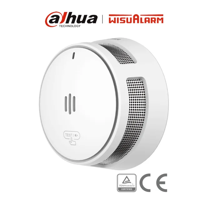 DAHUA WISUALARM DHI-HY-SA40A - Detector de Humo Standalone (Autonomo), Sensor Fotoeléctrico, Sonido de Alarma de 85dB, Batería Sellada de hasta 10 años, Alarma Visual y Audible, Certificaciones TÜV and CE,
