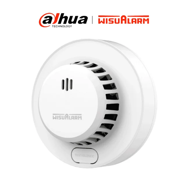 DAHUA WISUALARM DHI-HY-SA13A - Detector de humo Standalone (Autónomo), Sonido de alarma de 85dB, Cuenta con un botón de prueba y silencio, Batería reemplazable, Cobertura de 20-40 m², Alarma visual y sonora