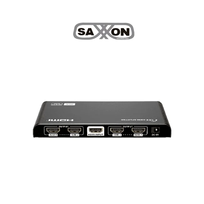 SAXXON LKV314HDR-V3.0 - Divisor HDMI 4K con 1 entrada y 4 salidas, resolución 4K x 2K Ultra HD y 1080P Full HD, soporta HDR, salidas de video combinadas en 4K y 1080P, con alcance de hasta 10 metros en entrada y salidas.