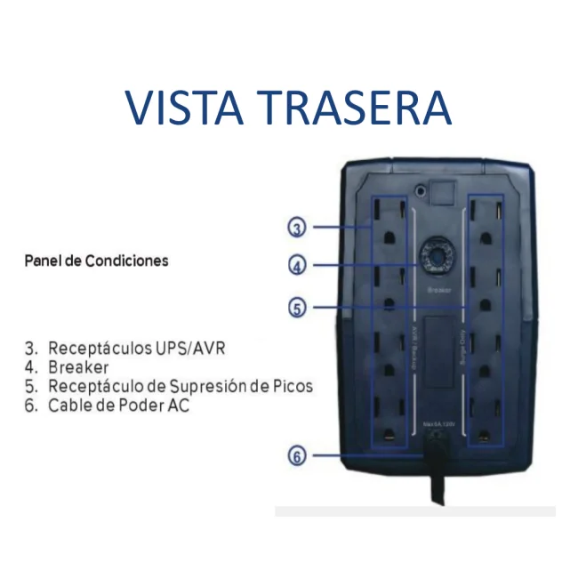 CDP R-UPR1008 sistema de alimentación ininterrumpida (UPS) Línea interactiva 1 kVA 500 W 8 salidas AC image 8