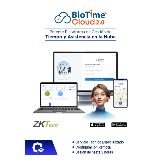 ZKTECO BIOTIMECLOUD-SER - Servicio de Configuración Remota (3 Hrs) para BioTime Cloud 2.0, Programación mediante su Ejecutivo de Ventas