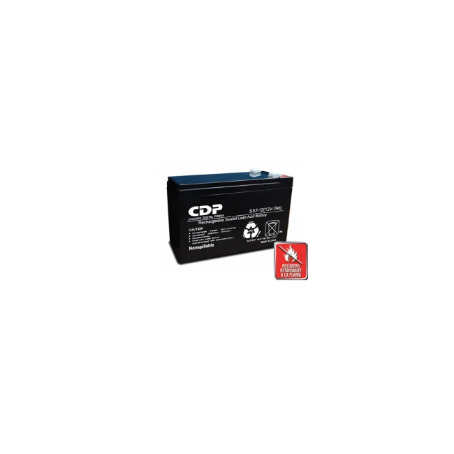 CDP Batería - B-12/7  SLB 12-7 / Batería Modelo B-12 / 7 / 12V a 7A / Libre de manteniento / Facil instalación / Compatible con CCTV y DSC